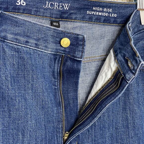NWT Plus Size J Crew High-Rise Superwide-Leg 100% Cotton Blue Wash Jeans Size 36 - Picture 9 of 11